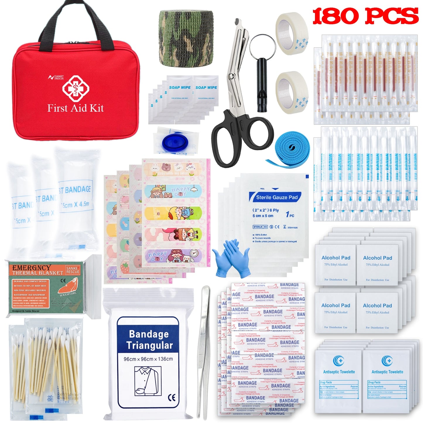 First Aid Kit 180 Piece All-Purpose Tactical Emergency Kit